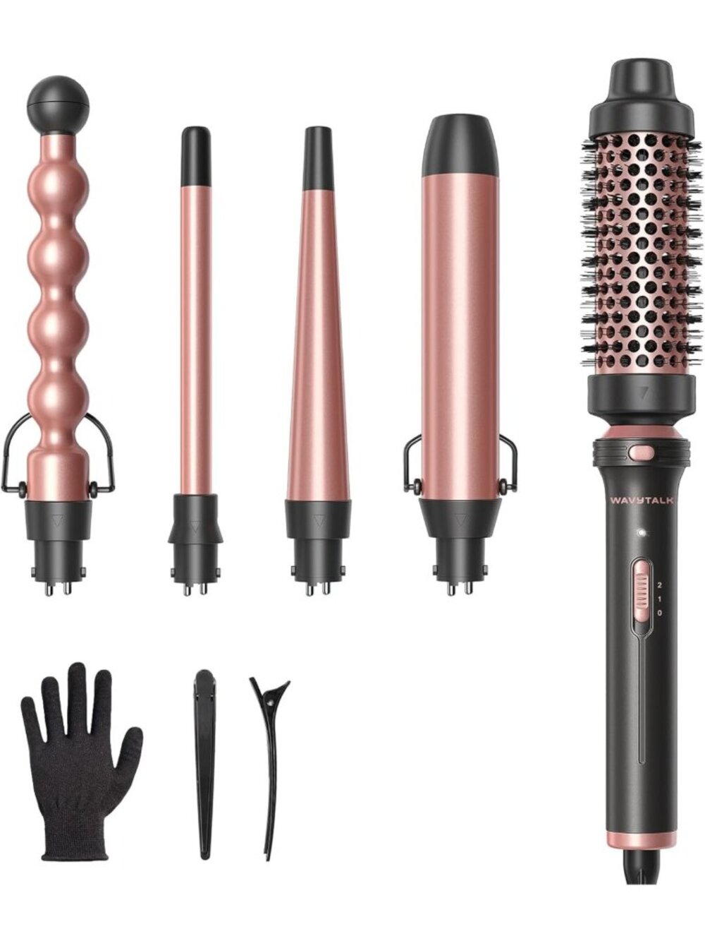 5-in-1 Curling Wand Set with Thermal Brush & Versatile Barrels for Gorgeous